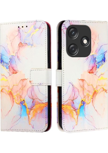 Tecno Kıvılcım 10C Mermer Desen Cüzdan Pu Deri Kickstand Için Kılıf (Yurt Dışından)