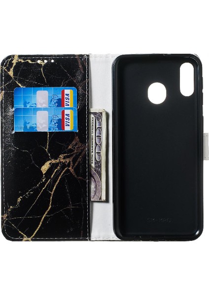 Samsung Galaxy M20 Manyetik Mermer Desen Pu Deri Cüzdan Için Flip Case (Yurt Dışından) modelleri