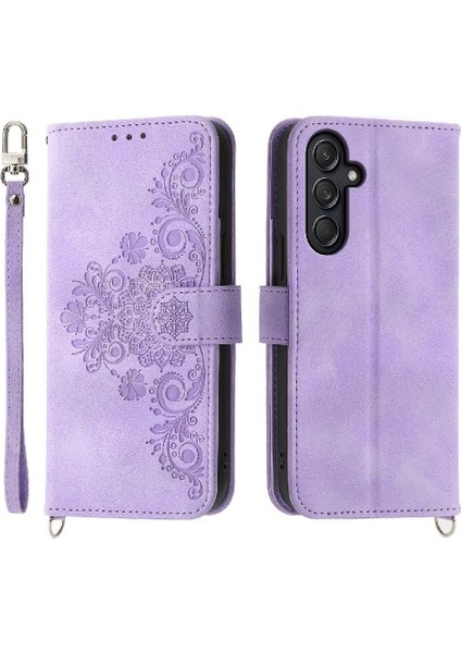Samsung Galaxy M55 Darbeye Dayanıklı Kabartmalı Bileklik Çoklu Için Flip Case (Yurt Dışından)
