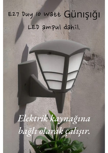 E27 Duylu, 10 Watt Günışığı LED Ampul Dahil, Iç ve Dış Mekan Bahçe, Balkon, Teras, Kamelya Apliği fiyatları
