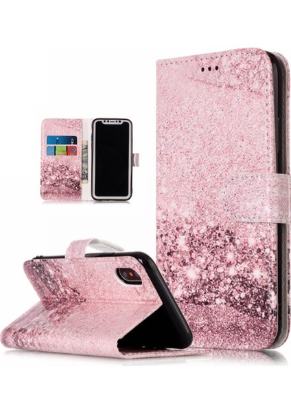 Iphone Xr Için Flip Case Manyetik Mermer Desen Kart Yuvaları Tutucu Tam Pu (Yurt Dışından)