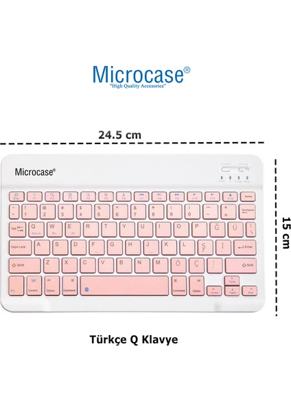 Tcl Tab 10 Gen2 10.4 Inch Uyumlu Tablet Çanta+Türkçe Bluetooth Klavye +Mouse+ Standı - Pembe AL4382
