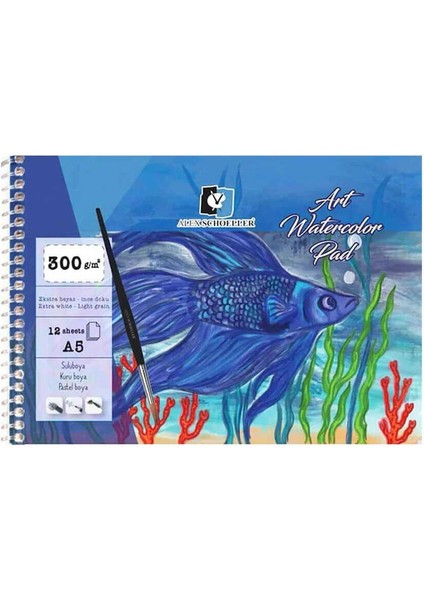 Art Sulu Boya Defteri Spiralli A5 300 gr 12 Yaprak