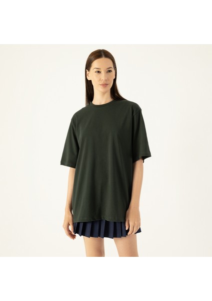 Unisex Oversize Bisiklet Yaka T-Shirt