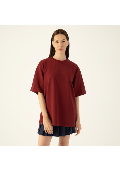 Unisex Oversize Bisiklet Yaka T-Shirt