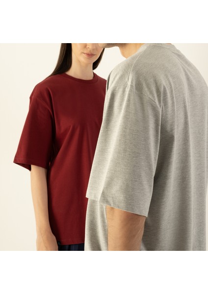 Unisex Oversize Bisiklet Yaka T-Shirt