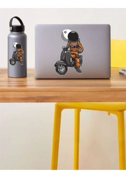 Motosikletli Uzay Astronot Araba Motosiklet Oto Sticker 00056
