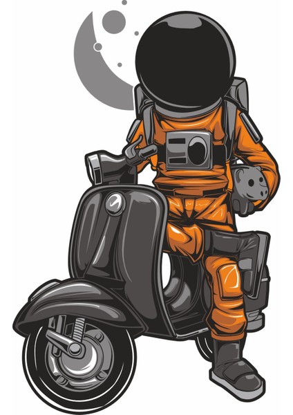 Motosikletli Uzay Astronot Araba Motosiklet Oto Sticker 00056 modelleri