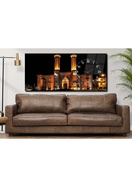 Yatay Yandan Saatli Dini Temalı Cam Tablo YSYD063 fiyatları