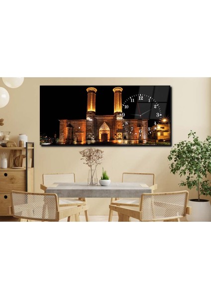 Yatay Yandan Saatli Dini Temalı Cam Tablo YSYD063 fırsatları