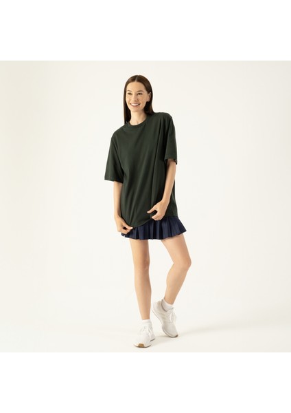 Unisex Oversize Bisiklet Yaka T-Shirt