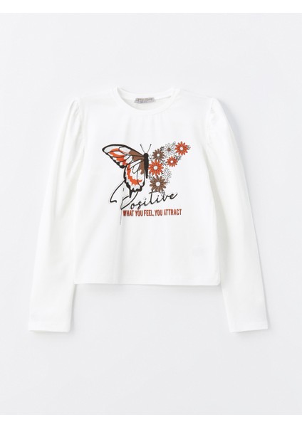 Kız Çocuk Kelebekli Baskılı Bluz