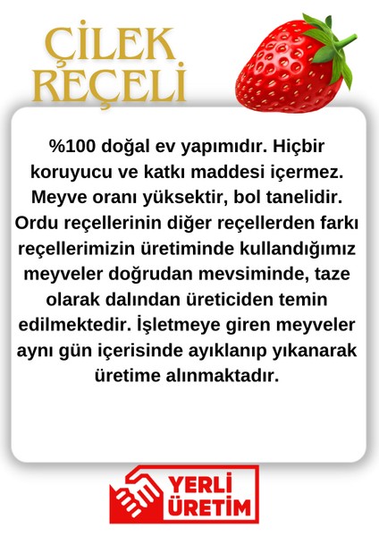 Ordu Organik Pazar Çilek Reçeli 475 gr