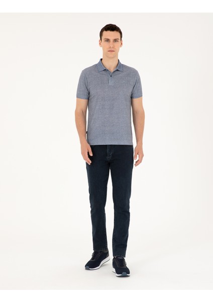 Erkek Lacivert Slim Fit Tişört 50288925-VR033 fırsatları