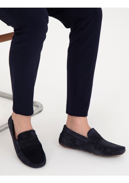 Erkek Lacivert %100 Deri Loafer Ayakkabı 50288705-VR033