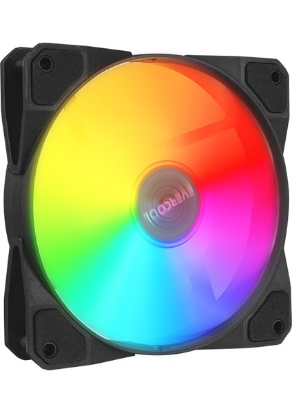 F12 38CFM 1200RPM 12CM Rainbow 3p+4p Molex Soketli Siyah Kasa Fanı