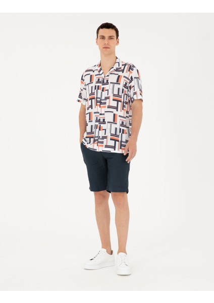 Erkek Lacivert Comfort Fit Kısa Kollu Gömlek 50289199-VR033