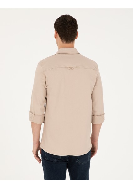 Erkek Bej Slim Fit Uzun Kollu Jean Gömlek 50288262-VR011 indirimleri