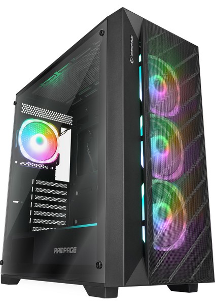 Prıme Mesh+Temperli Cam 4*argb Fan+Hub E-Atx Mid-T Gaming Oyuncu Kasası