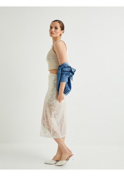 Payetli Midi Etek Normal Bel fiyatları