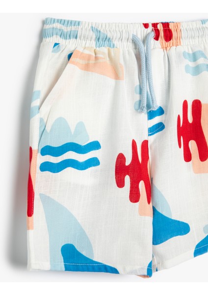 Şort Cepli Beli Bağlamalı Desenli Pamuklu modelleri