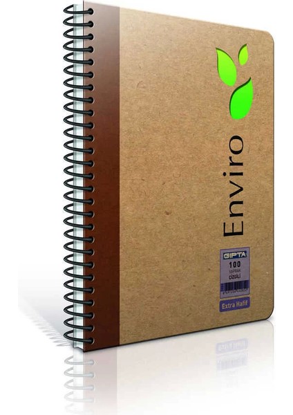 Enviro Spiralli Kraft Sert Kapak Defter 17 x 24 100 Yaprak Kareli