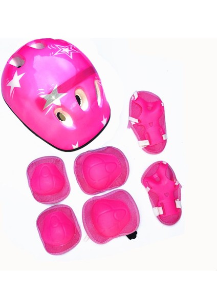 Çocuk Kask Koruyucu Donanım 7 Parçalı Set Paten Paten Kaykay Denge Aracı Dizlikler (Yurt Dışından)