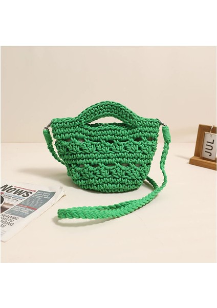 Sıcak Satış Crossbody Pamuklu Dokuma Çanta Yeni Çok Yönlü Içi Boş Hasır Çanta Tatil Plaj Çantası Küçük Taze Kadın Çantası (Yurt Dışından)