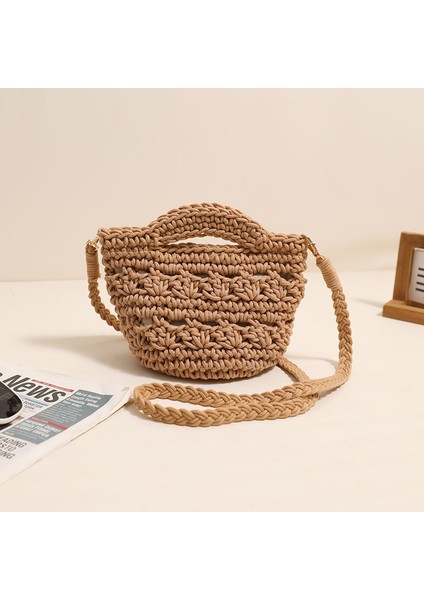 Sıcak Satış Crossbody Pamuklu Dokuma Çanta Yeni Çok Yönlü Içi Boş Hasır Çanta Tatil Plaj Çantası Küçük Taze Kadın Çantası (Yurt Dışından)