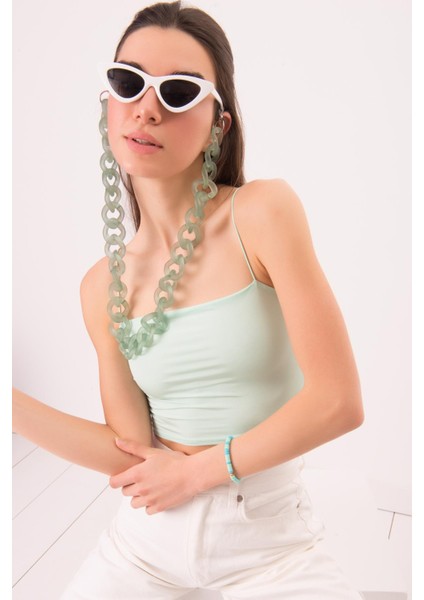 Mint Ip Askılı Crop Top