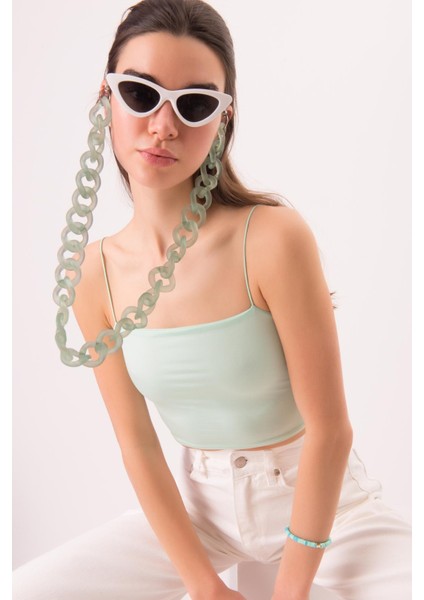 Mint Ip Askılı Crop Top