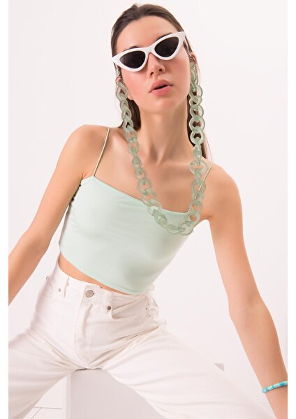 Mint Ip Askılı Crop Top