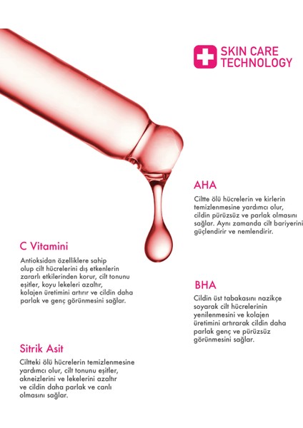Aha & Bha Cilt Tonu Eşitleyici & Canlandırıcı Kırmızı Peeling Cilt Serumu 30 ml