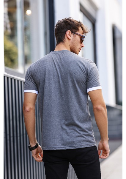 Erkek Future Nakışlı Slim Fit Bisiklet Yaka Omuz Biye Detaylı %100 Pamuk T-Shirt fiyatları
