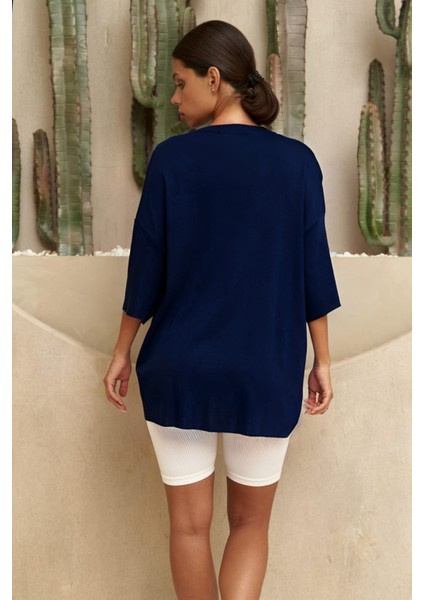 Lux Kadın Kısa Kollu Tişört Lacivert modelleri