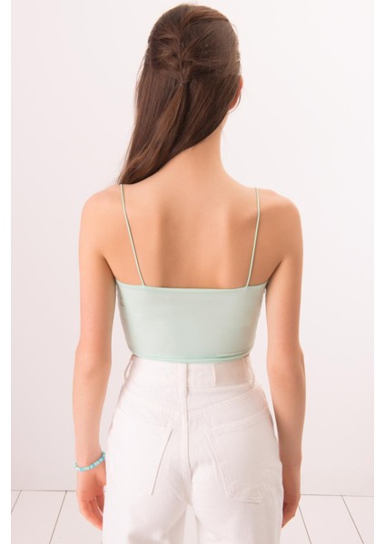 Mint Ip Askılı Crop Top