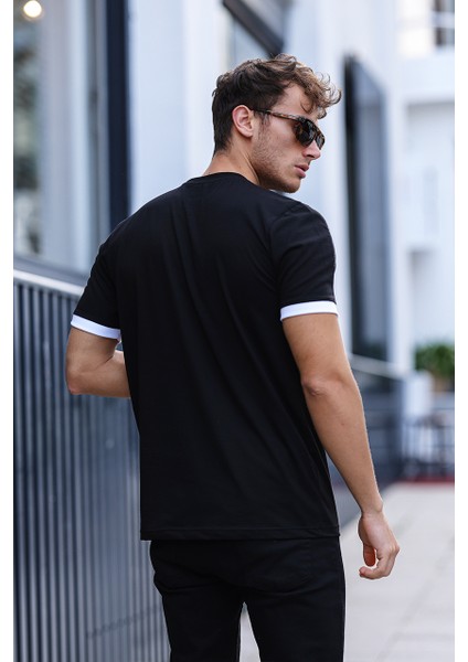 Erkek Future Nakışlı Slim Fit Bisiklet Yaka Omuz Biye Detaylı %100 Pamuk T-Shirt indirimleri