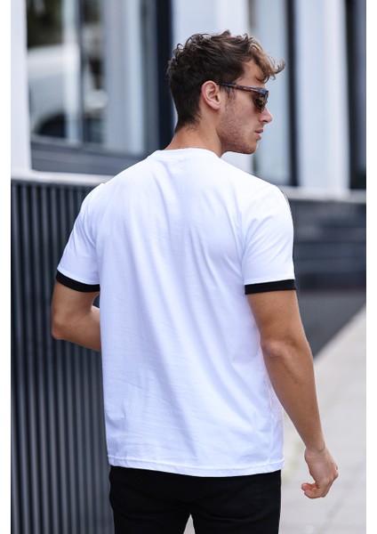 Erkek Future Nakışlı Slim Fit Bisiklet Yaka Omuz Biye Detaylı %100 Pamuk T-Shirt indirimleri