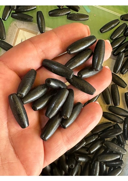 2 cm 30 Adet Delikli Ahşap Siyah Takı Boncuğu