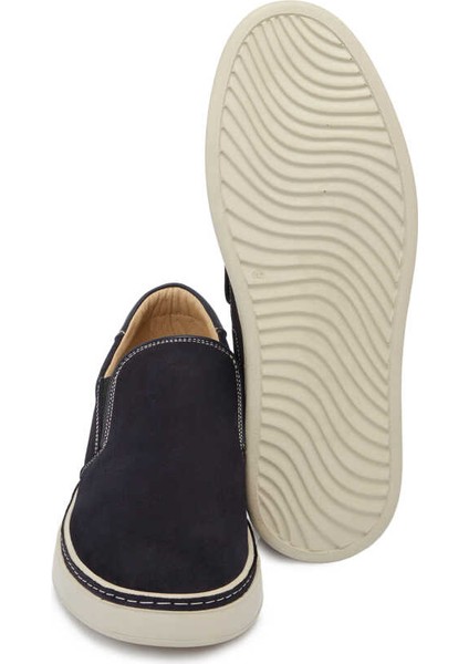 Lacivert Hakiki Nubuk Deri Erkek Loafer - E24I1AY56600-C39