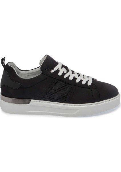 Siyah Hakiki Nubuk Deri Erkek Sneaker - E24I1AY56638-A64