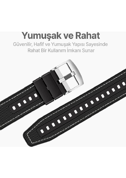 Honor Watch Gs Pro Örgü Kumaş Hibrit Ayarlanabilir Silikon Lansman Saat Kordonu