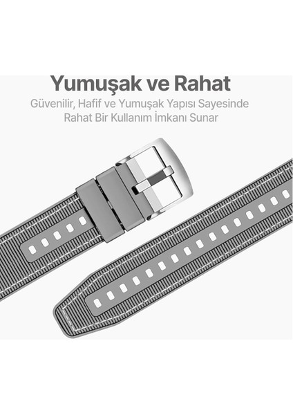 Huawei Watch 4 - Watch 4 Pro Örgü Kumaş Hibrit Ayarlanabilir Silikon Lansman Saat Kordonu