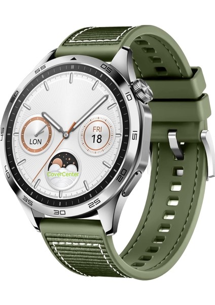 Xiaomi Mi Watch (Yuvarlak Kasa) Yeşilörgü Kumaş Hibrit Ayarlanabilir Silikon Lansman Saat Kordonu
