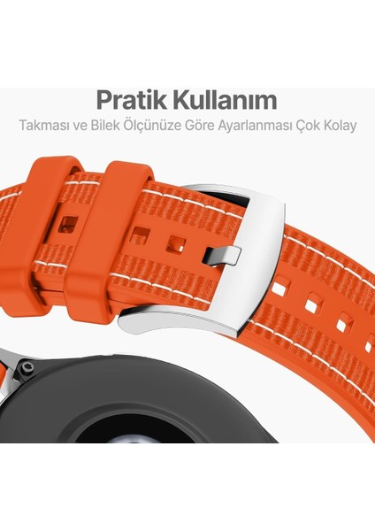 Xiaomi Mi Watch (Yuvarlak Kasa) Örgü Kumaş Hibrit Ayarlanabilir Silikon Lansman Saat Kordonu