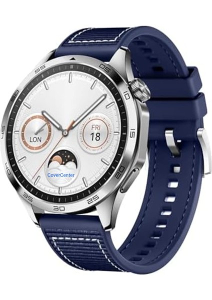 Xiaomi Mi Watch (Yuvarlak Kasa) Örgü Kumaş Hibrit Ayarlanabilir Silikon Lansman Saat Kordonu