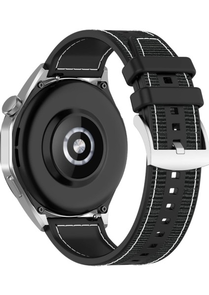 Xiaomi Mi Watch (Yuvarlak Kasa) Örgü Kumaş Hibrit Ayarlanabilir Silikon Lansman Saat Kordonu