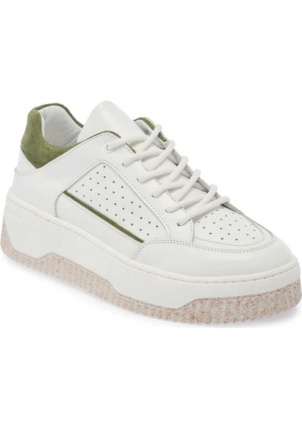 Beyaz Hakiki Deri Kadın Sneaker - K24I1AY67308-M03