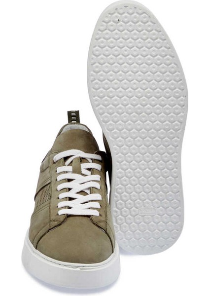 Yeşil Hakiki Nubuk Deri Erkek Sneaker - E24I1AY56638-G98 fırsatları