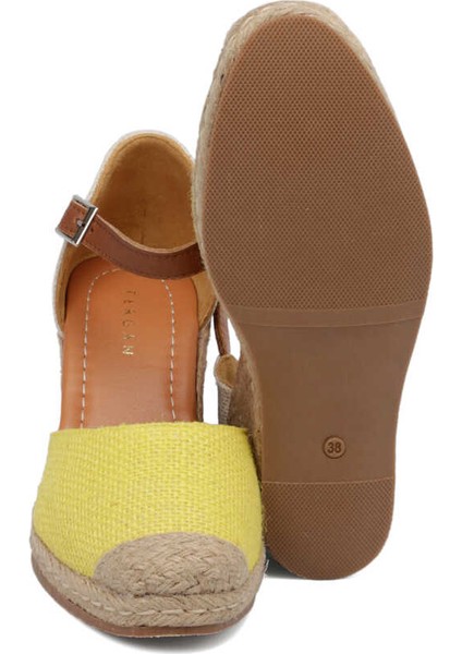 Sarı Deri-Tekstil Kadın Espadril - K24Y1Sn67417-R66 Sarı